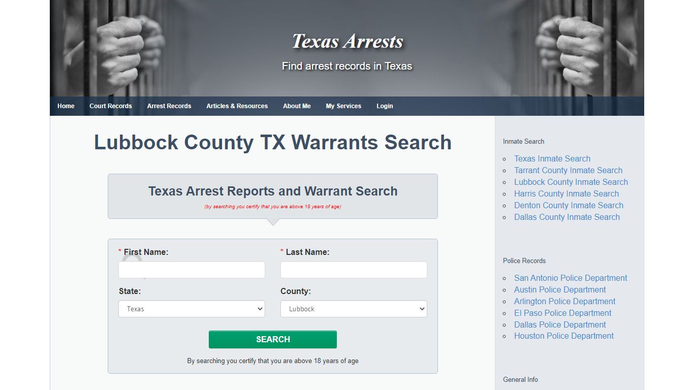Lubbock County TX Warrants Search - Texas Arrests