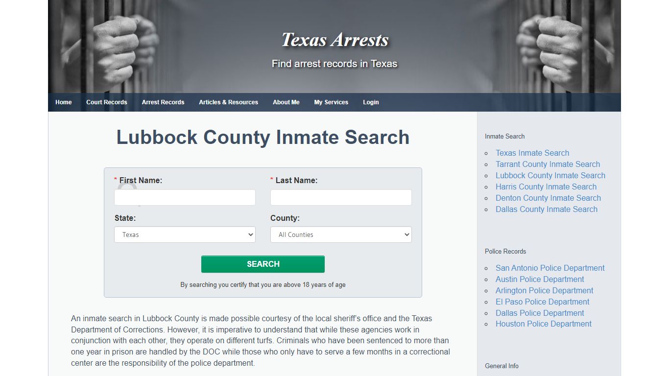 Lubbock County Inmate Search - Texas Arrests